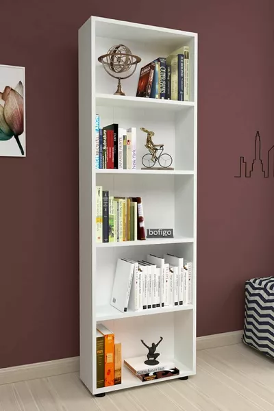 Decoratieve 5-laags Boekenkast Moderne Boekenkast Wit