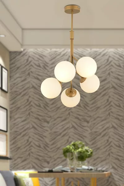 Artel 5-Light Vintage Ball Chandelier Modern Pendant, Kitchen Bedroom Living Room Chandelier