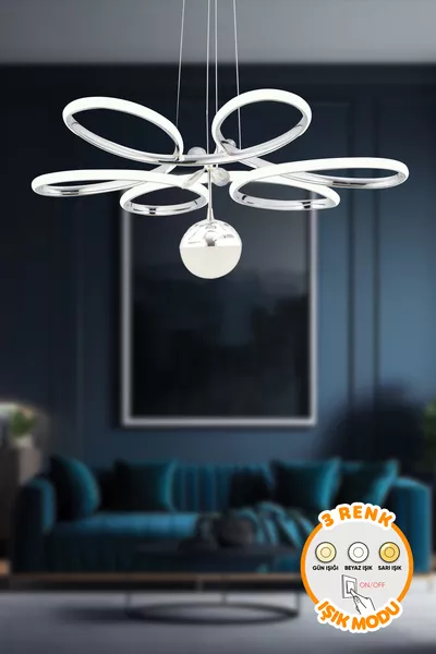 Пендел Алуаро Кром Модерен 3-цветен осветител за таван с LED за хол, кухня, стая и коридор