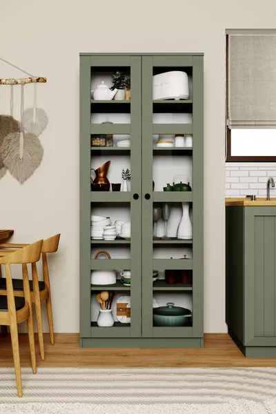 Lucas Cam Metalen Vitrine - Buffet - Boekenplank en Multifunctionele Kast (VERSTELBARE PLANK) - Groen