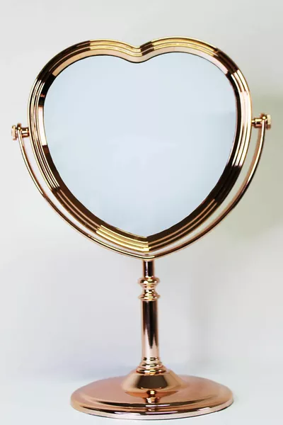 Specchio da Tavolo Doppio Lato con Cuore Baykal Shop Oro