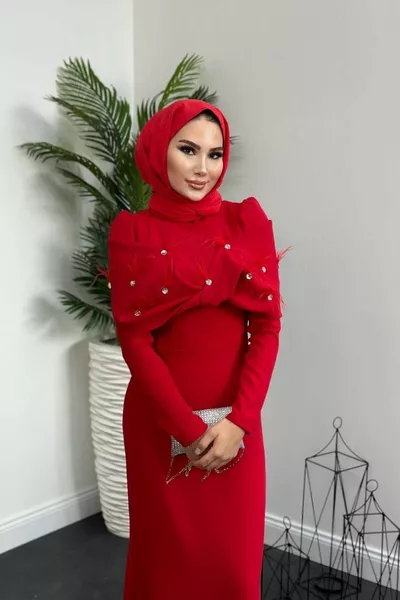 تصميم فستان سهرة أحمر