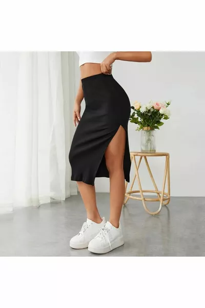 Zwarte rok met splitten voor dames