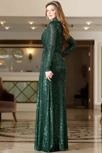 Hijab-Kleidung Funkelndes Pailletten-Stoffkleid Hijab-Abendkleider