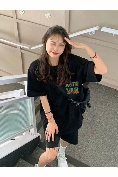 للجنسين أسود كبير الحجم XGTR مطبوع تي شيرت محبوك