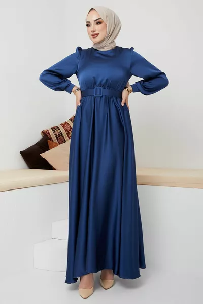 Расклешенное вечернее платье с поясной фурнитурой K. Indigo 