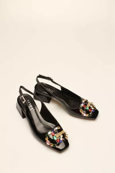 أسود براءات الاختراع والجلود حجر المرأة الكعب