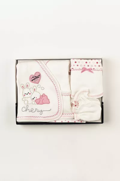 (محاصر) ملابس حديثي الولادة الوردي مع ملابس أطفال أرنب 5 قطع مجموعة منفذ المستشفى