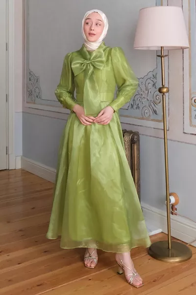 Pistacchio Verde Fiocco Abiti Da Sera