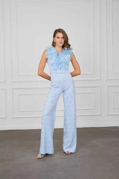 B.BLUE Органза детальное комбинезон вечернее платье с камнем 