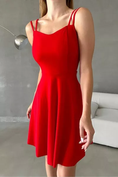Rosso Doppio Cinturino Cuore Collare Scuba Crepe Mini Abito Da Sera Vestito Di Laurea Vestito Da Donna