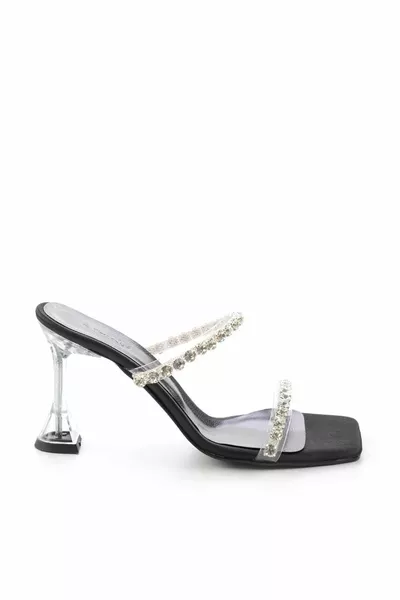 Матовое черное атласное женское вечернее платье туфли 