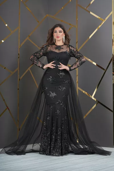 Abito personalizzato in pizzo stampato in pizzo glitterato