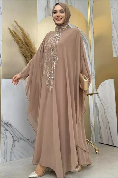 المرأة المنك الترتر مطرزة مفصلة عباية اللباس مجموعة تي 