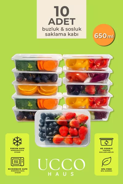 Set di  Contenitori Ermetici Economici da ml per Congelatore e Microonde, Organizer per Freezer