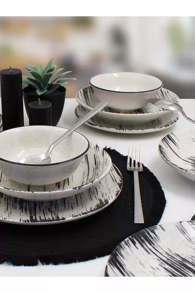 Anka  предметов набор для еды на 6 персон - с узором, черная сетка