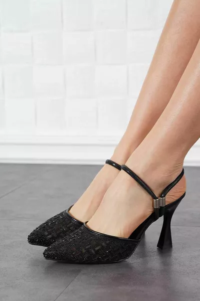 Serrette Mesh Stone Дамски вечерни обувки Черен султан