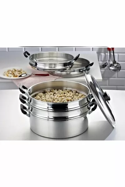 Ergingroup Buharlı Mantı Tenceresi Alüminyum  Cm Özbek Kazak 5 Katlı