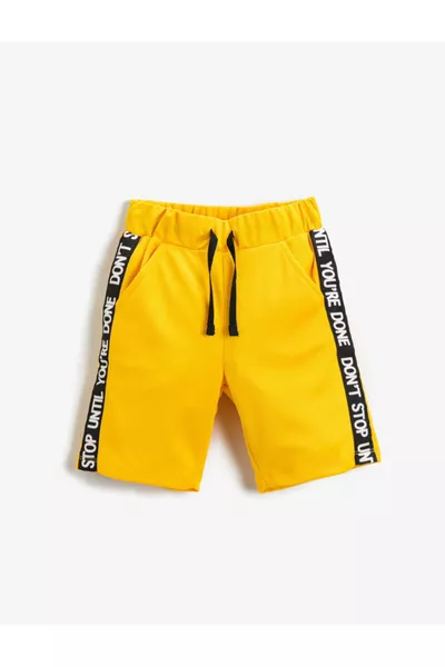 Slogan Printed Shorts with Drawstring Waist