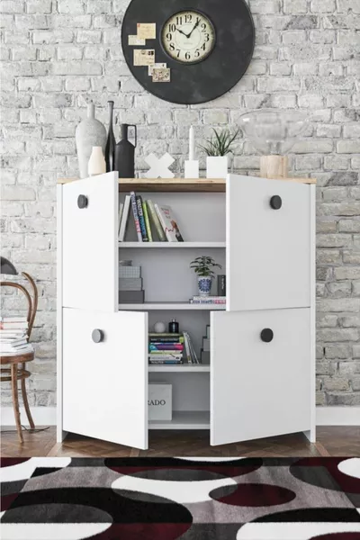 Декоративный шкаф для кладовой с 4 дверцами и 4 полками, для кухни и ванной