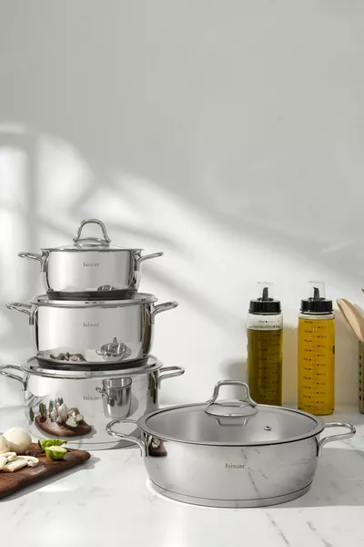 Set di 8 pentole in acciaio Teos a induzione