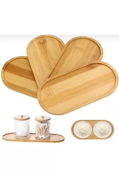 1 Stuk Kom Ovale Serveerschaal Bamboe Organizer en Olie-onderzetter Eetbord