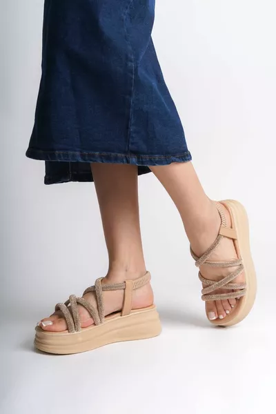  Эластичная ортопедическая подошва в полоску Ортопедическая подошва Женские сандалии TT Skin