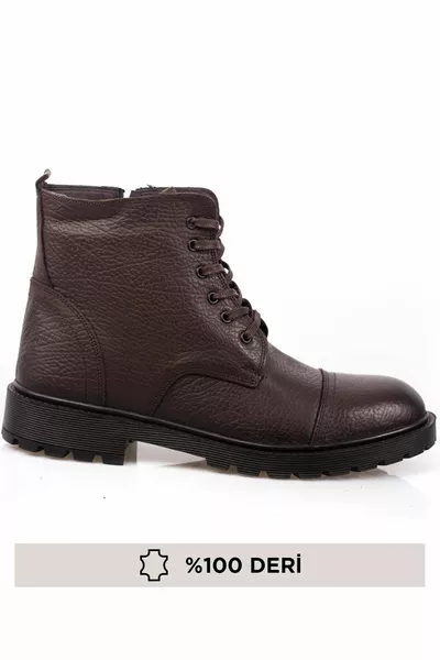 Genuine leather, water and cold proof postal type zippered men's leather boots