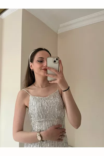 Thin Strappy Tassel Sequin Dress