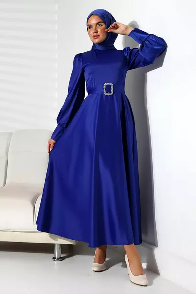 Women's Dried Satin Belted Dress