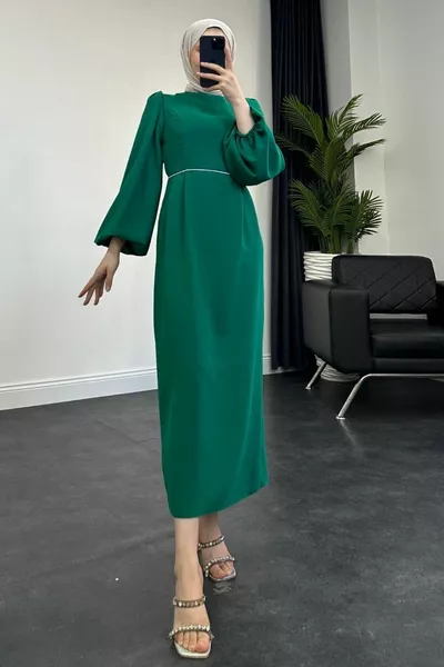 كارين بالون كم الخصر حجر مساء اللباس الأخضر