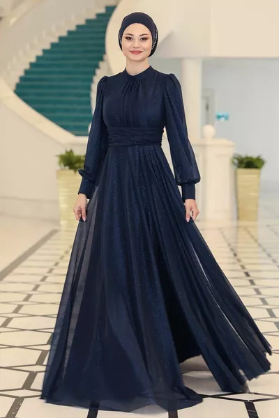 Hijab Avondjurk Kubra Avondjurk Marineblauw 