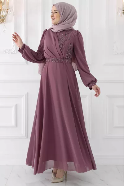 Derya Chiffon Evening Dress Lavender