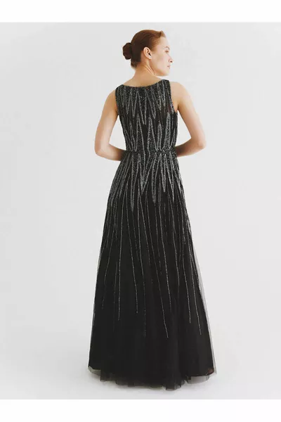 Long engagement dress with beading black 
