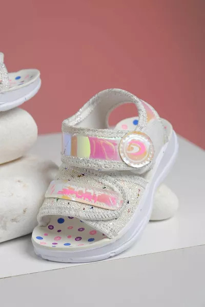 يم الهولوغرام منقوشة الفيلكرو طفلة الصنادل