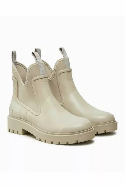 المرأة شعار جلد سميكة وحيد مطاط أحذية رمادية وحذاء -PSX