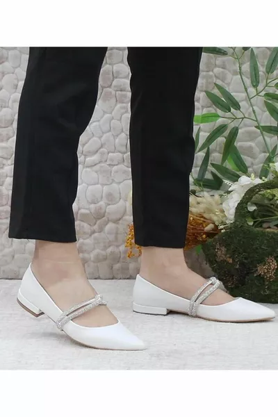 Feles Stone Обувки с плоска подметка Дамски балетни обувки Бели