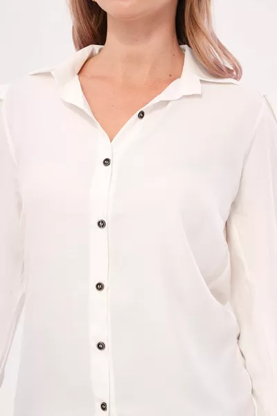 Wit overhemd met watermeloenmouwen voor dames 