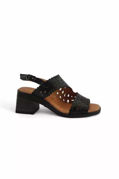  صنادل جلد طبيعي كاجوال - أسود