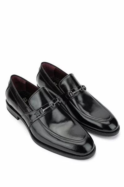 أحذية رجالية جلد طبيعي أسود متسكع