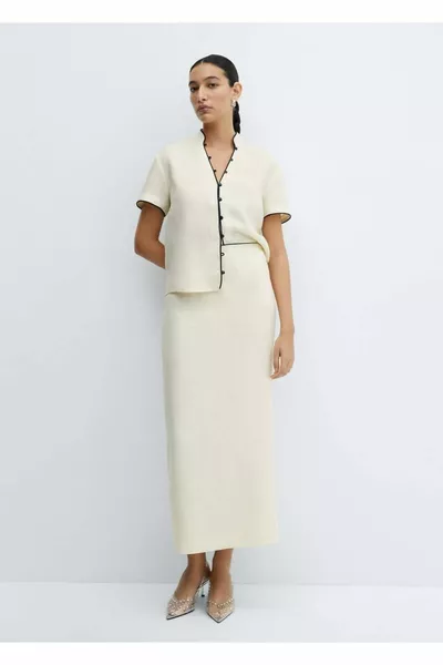 Gonna con spacco in lino