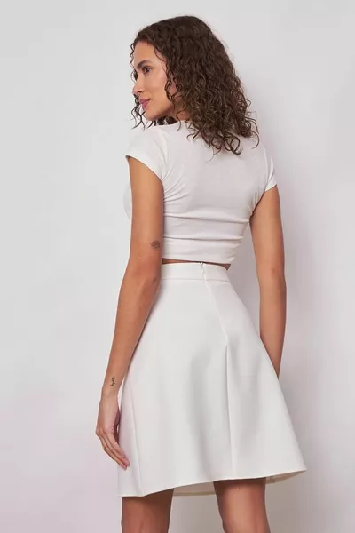 Cream Color High Waist Light Lycra Fabric Bell Skirt