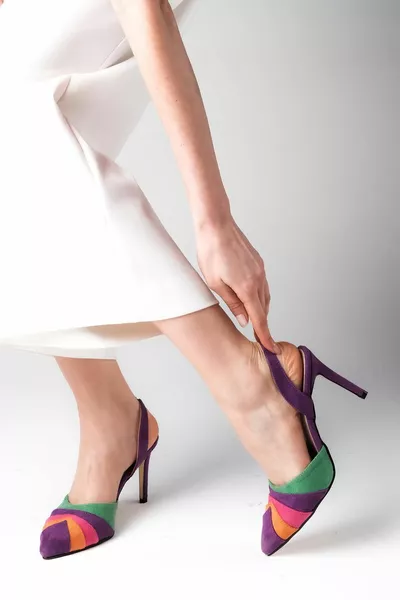 Valentina Многоцветни дамски токчета с отворен гръб