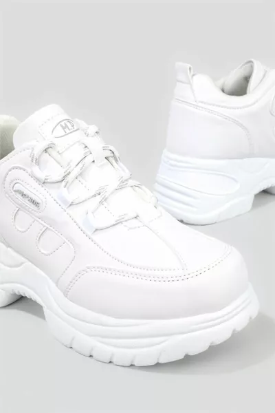 أبيض عالي النعل عارضة أحذية رياضية نسائية أحذية رياضية عارضة