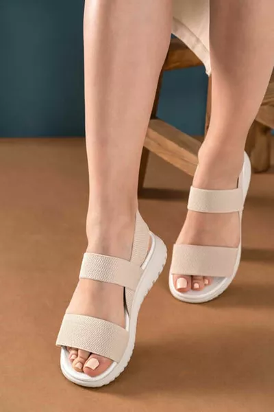 Feles Casual Fuspet Sole Comodo Ortopedico Elasticizzato Sandali Donna BEIGE