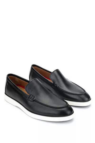 Mocassins noirs en cuir véritable pour hommes