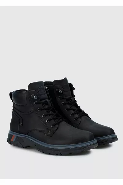 Black Leather Men's Boots