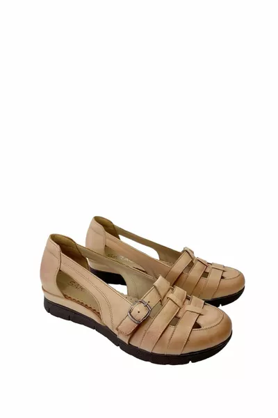 Echt lederen beige loafer met gesp