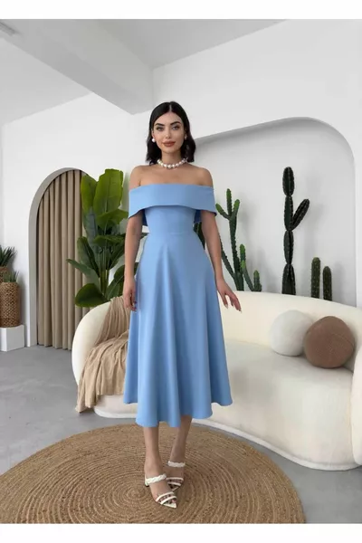 فستان سيلفان مادونا متوسط الطول بياقة منخفضة