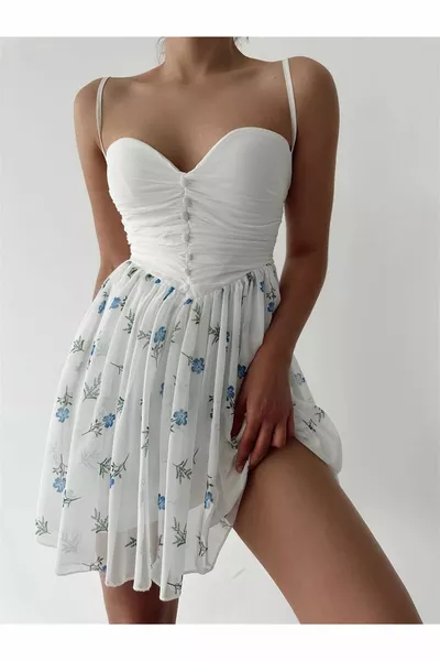 Rebeka Mini-Riemchenkleid Weiß